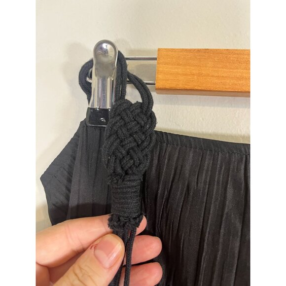 Retro Tiered Maxi Dress Black 14 Neutral Boho Western Classic Chic Indie Folk - Picture 5 of 10